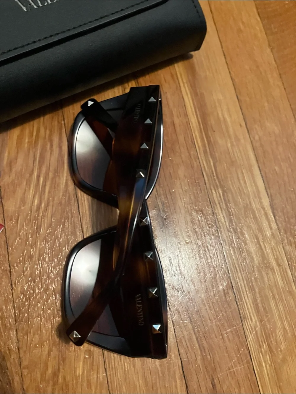 Valentino VA 4048 Women’s Havana Tortoise Full-Rim Sunglasses with Studs 53-19